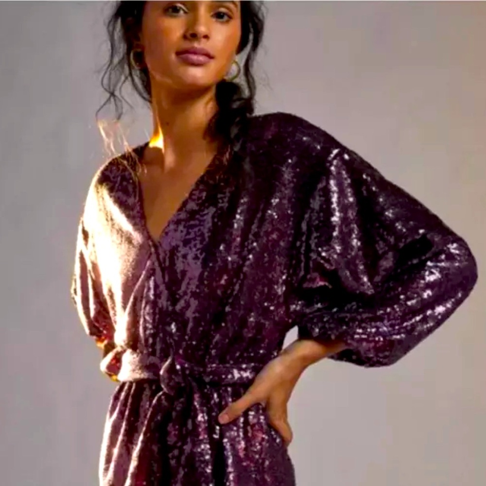 Anthropologie Lisabette Sequin Wrap Dress NWT Size Small